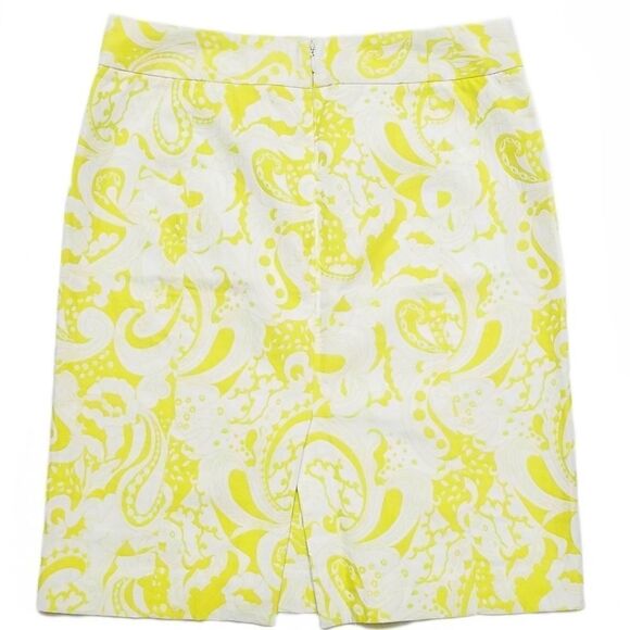 J. Crew Neon Yellow Paisley Floral Pencil Skirt 10 - Picture 3 of 6
